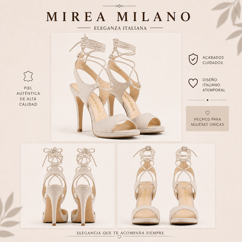 BIANCA™ • Sandalia Beige con Hebilla Lateral | Calzado de Autor