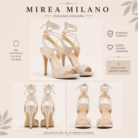 BIANCA™ • Sandalia Beige con Hebilla Lateral | Calzado de Autor