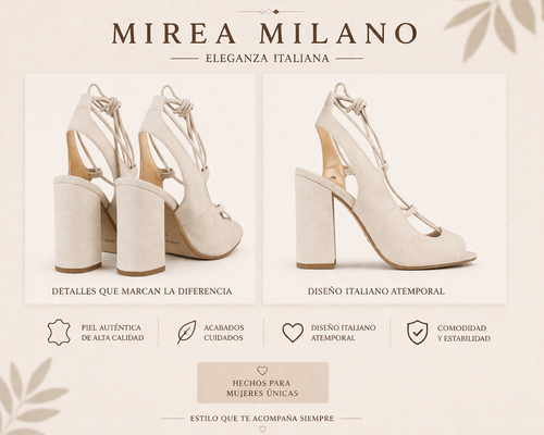 STELLINA™ • Sandalia de Tacón Alto Piel Premium Beige | Calzado de Autor