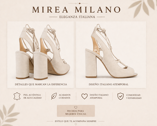 STELLINA™ • Sandalia de Tacón Alto Piel Premium Beige | Calzado de Autor