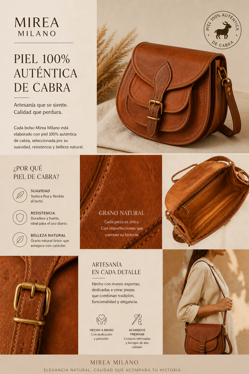 DELFINA™ • Bolso Crossbody Vintage Artesanal Piel Genuina | Accesorios de Autor