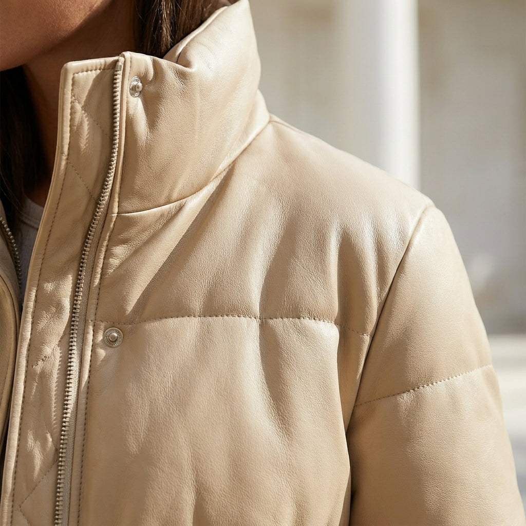 ORIANA™ • Cazadora Acolchada Boxy Efecto Piel