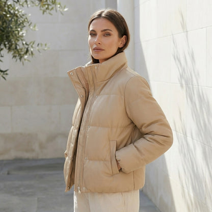 ORIANA™ • Cazadora Acolchada Boxy Efecto Piel