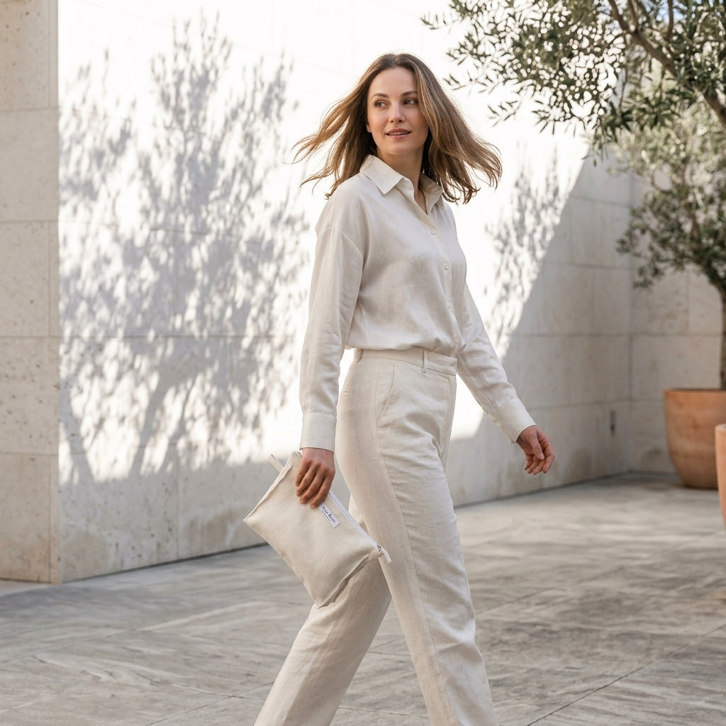 GIUSEPPINA™ • Neceser Grande de Lino Europeo con Cremallera | Accesorios de Autor