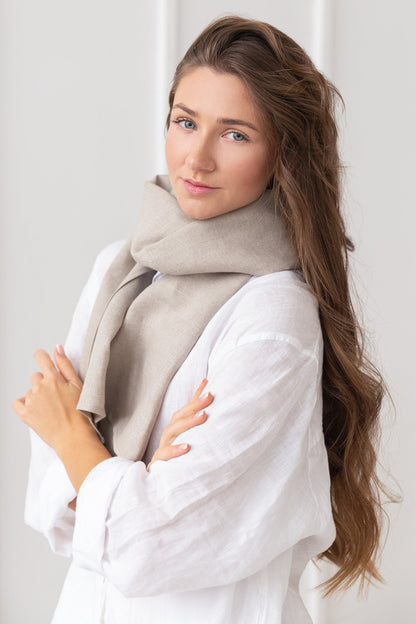 PETRA™ • Pañuelo de Lino Natural Claro | Pañuelos y Fulares