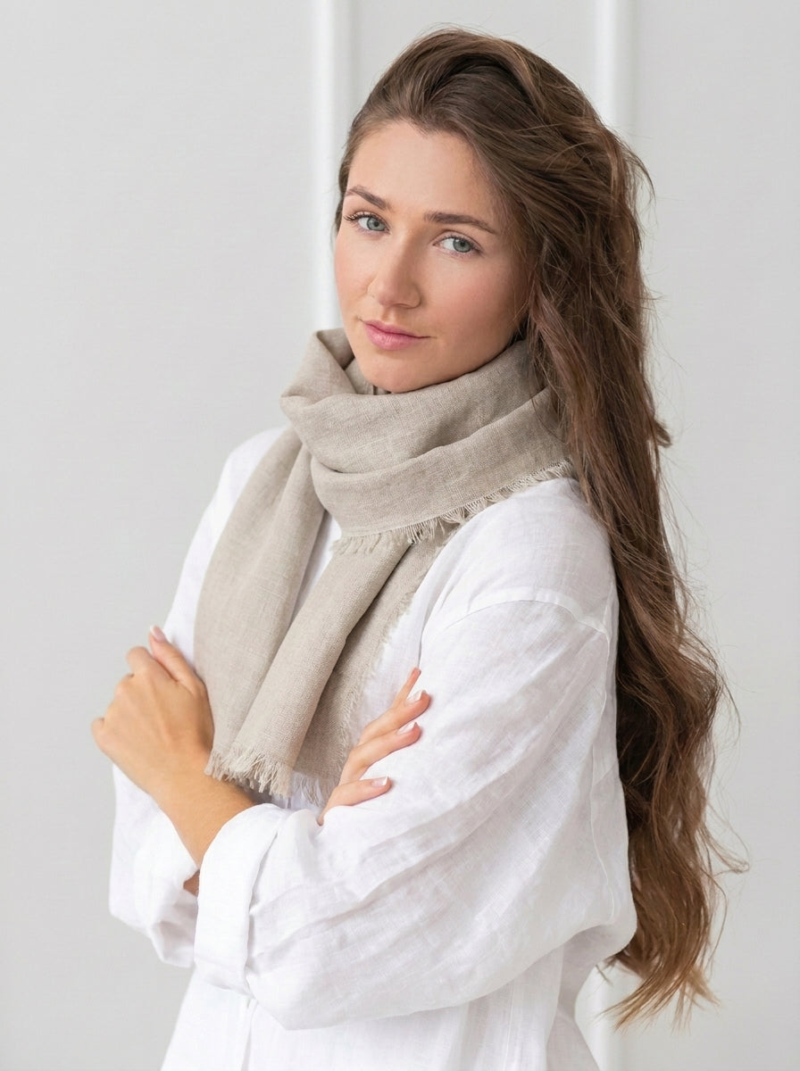 PETRA™ • Pañuelo de Lino Natural Claro | Pañuelos y Fulares