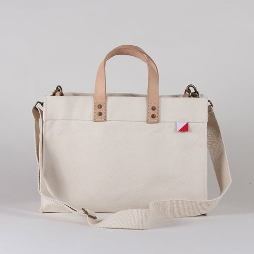 FLAVIA™ • Mini Bolso Tote Box Canvas Natural Asa Cuero | Accesorios de Autor
