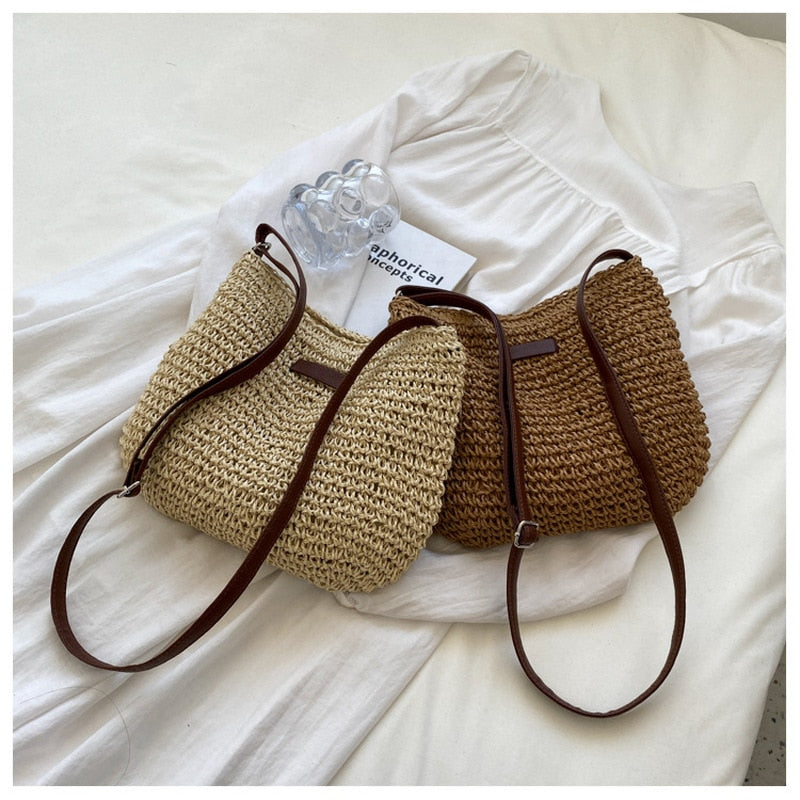 BRUNA™ • Bolso de Hombro Paja Verano Casual | Accesorios de Autor