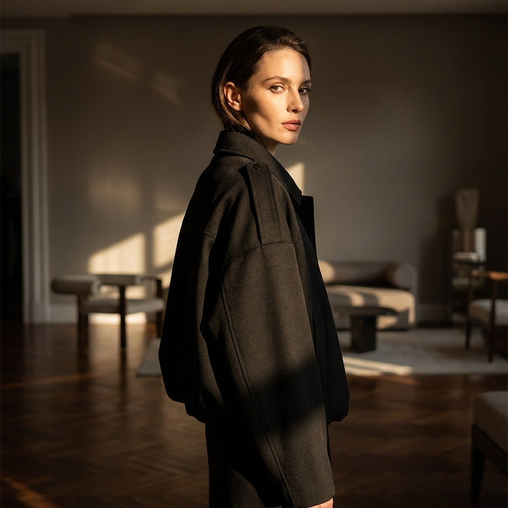 MADDALENA™ • Abrigo Largo Efecto Ante Oversize
