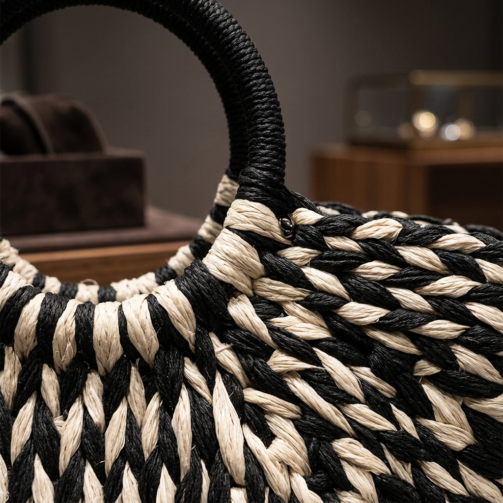 BERENICE™ • Bolso Tote de Ratán con Forro de Lino | Accesorios de Autor