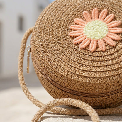 GAIA™ • Bolso Redondo Rafia Rattán Natural Verano | Accesorios de Autor