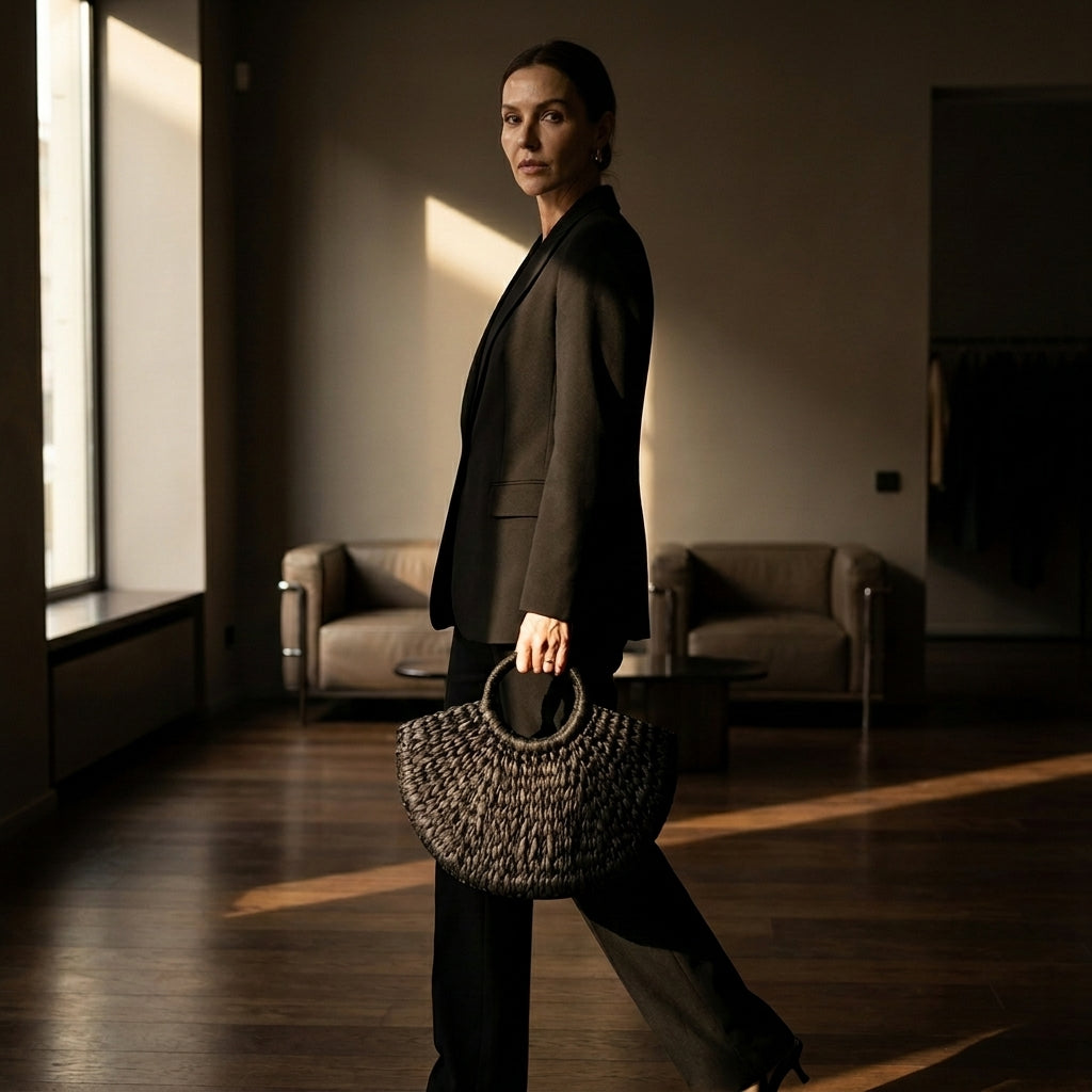 BERENICE™ • Bolso Tote de Ratán con Forro de Lino | Accesorios de Autor