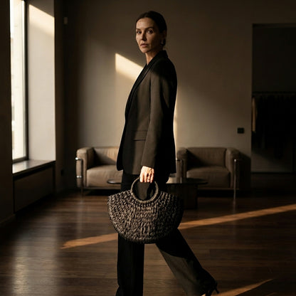 BERENICE™ • Bolso Tote de Ratán con Forro de Lino | Accesorios de Autor