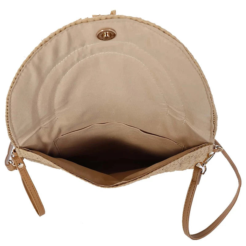 VIVIANA™ • Bolso Clutch Rafia Trenzada Boho Natural | Accesorios de Autor