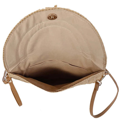 VIVIANA™ • Bolso Clutch Rafia Trenzada Boho Natural | Accesorios de Autor
