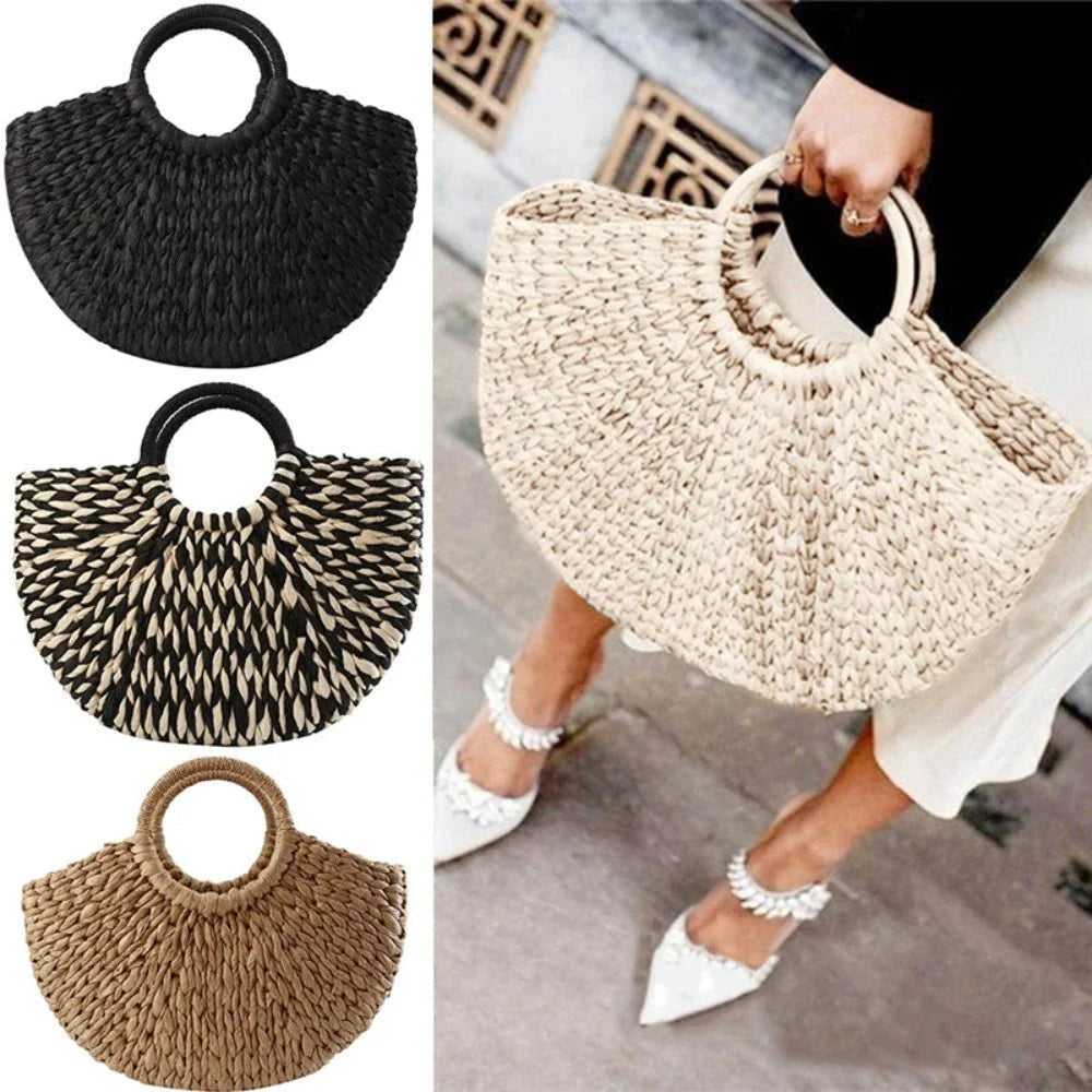 BERENICE™ • Bolso Tote de Ratán con Forro de Lino | Accesorios de Autor