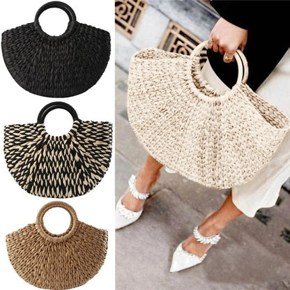 BERENICE™ • Bolso Tote de Ratán con Forro de Lino | Accesorios de Autor