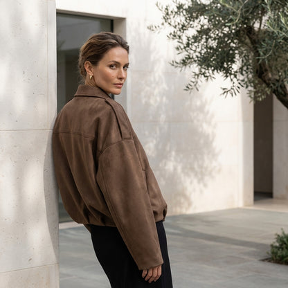 MADDALENA™ • Abrigo Largo Efecto Ante Oversize