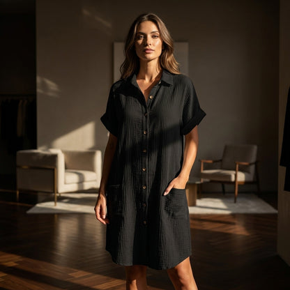 SELVAGGIA™• Vestido Mini Vintage Cuello V Manga Tres Cuartos