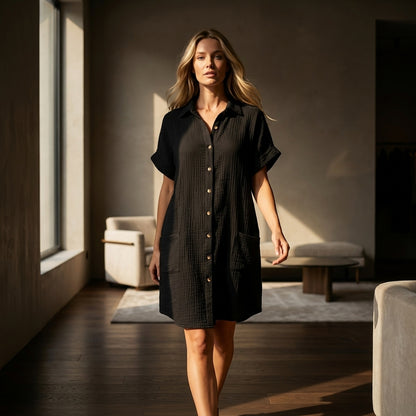 SELVAGGIA™• Vestido Mini Vintage Cuello V Manga Tres Cuartos
