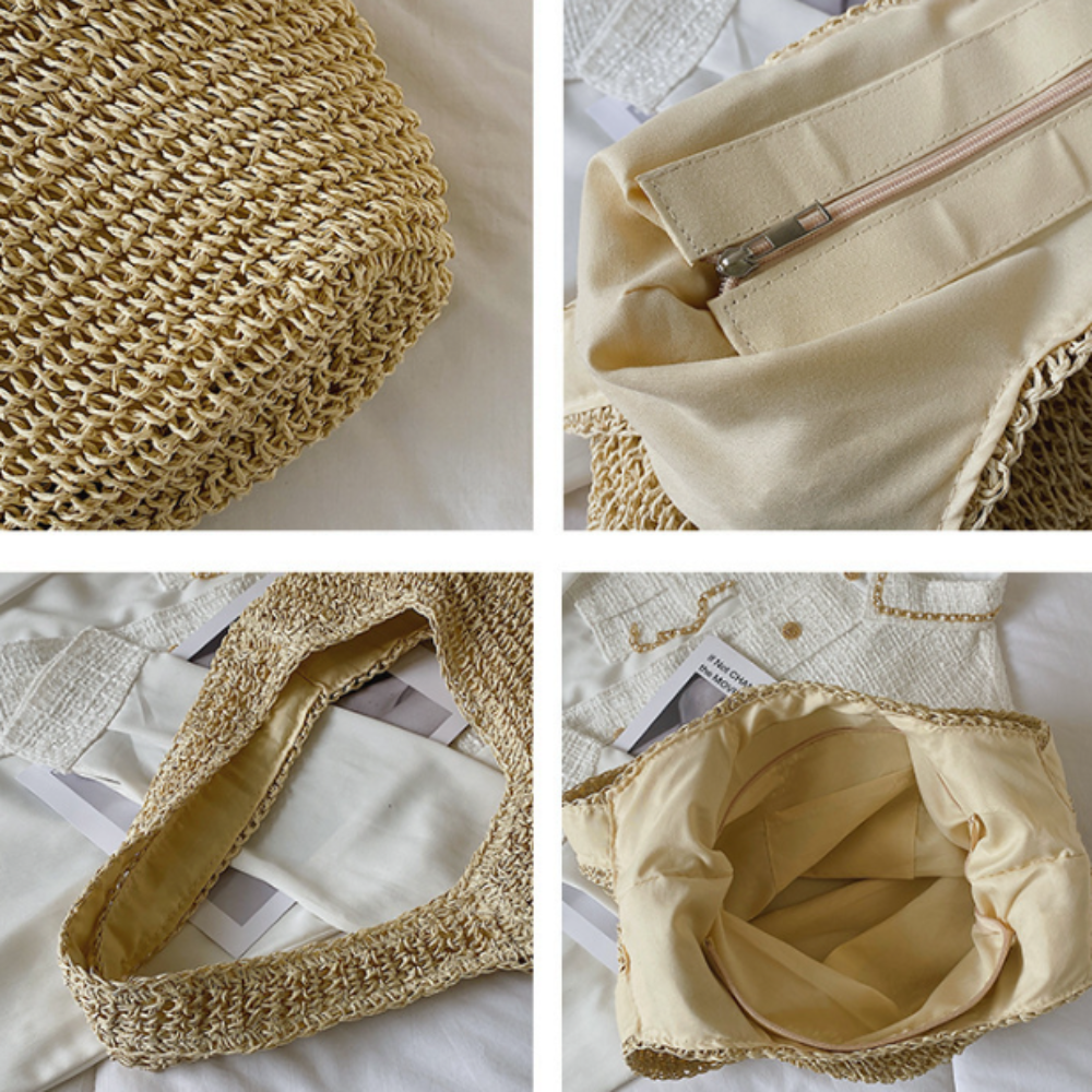 CLARA™ • Bolso de Playa Paja Natural Hombro Verano | Accesorios de Autor
