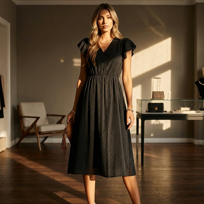 OFELIA™ • Vestido de Verano con Escote V y Manga Volante