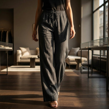 VALERIA™ • Pantalón Lino con Cordón | Cintura Elástica y Corte Casual