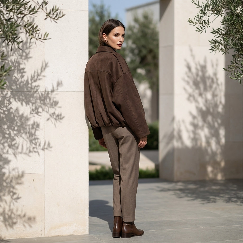 MADDALENA™ • Abrigo Largo Efecto Ante Oversize