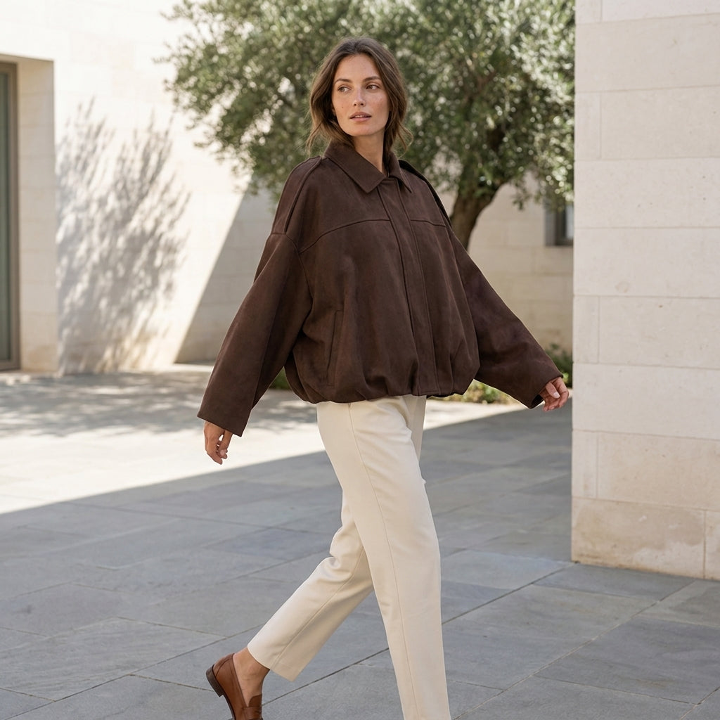 MADDALENA™ • Abrigo Largo Efecto Ante Oversize
