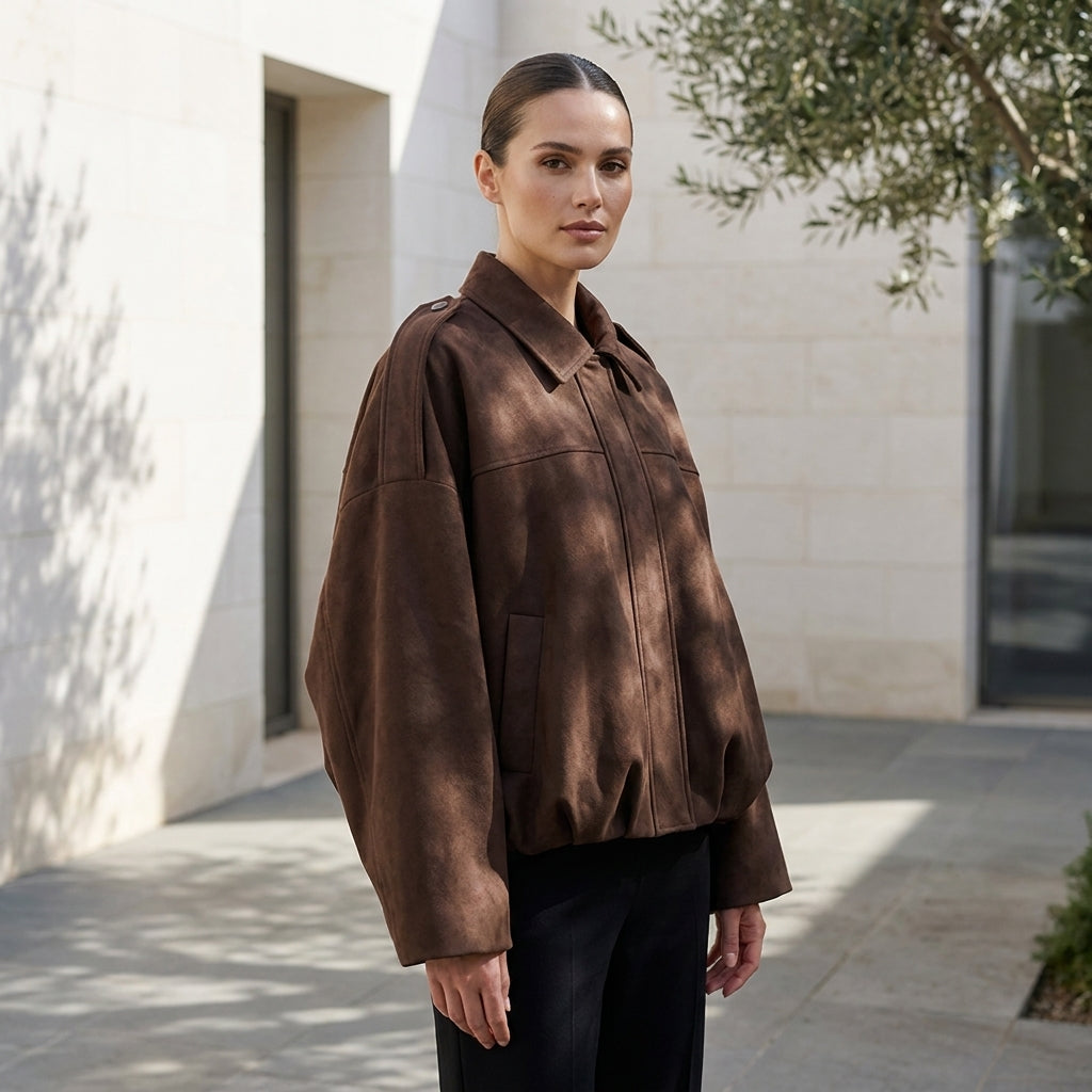 MADDALENA™ • Abrigo Largo Efecto Ante Oversize