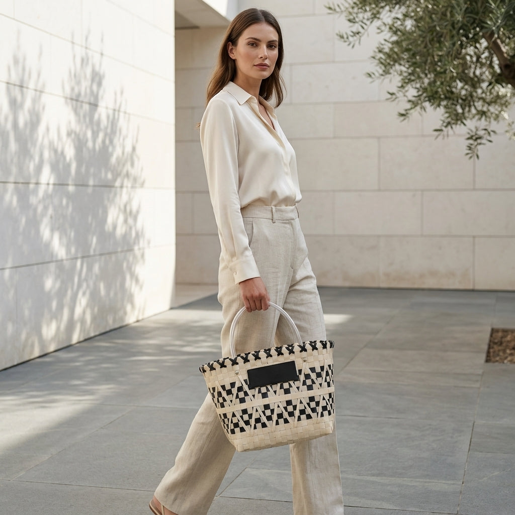 PALOMA™ • Bolso Cesta Natural Tejido Artesanal Chic | Accesorios de Autor