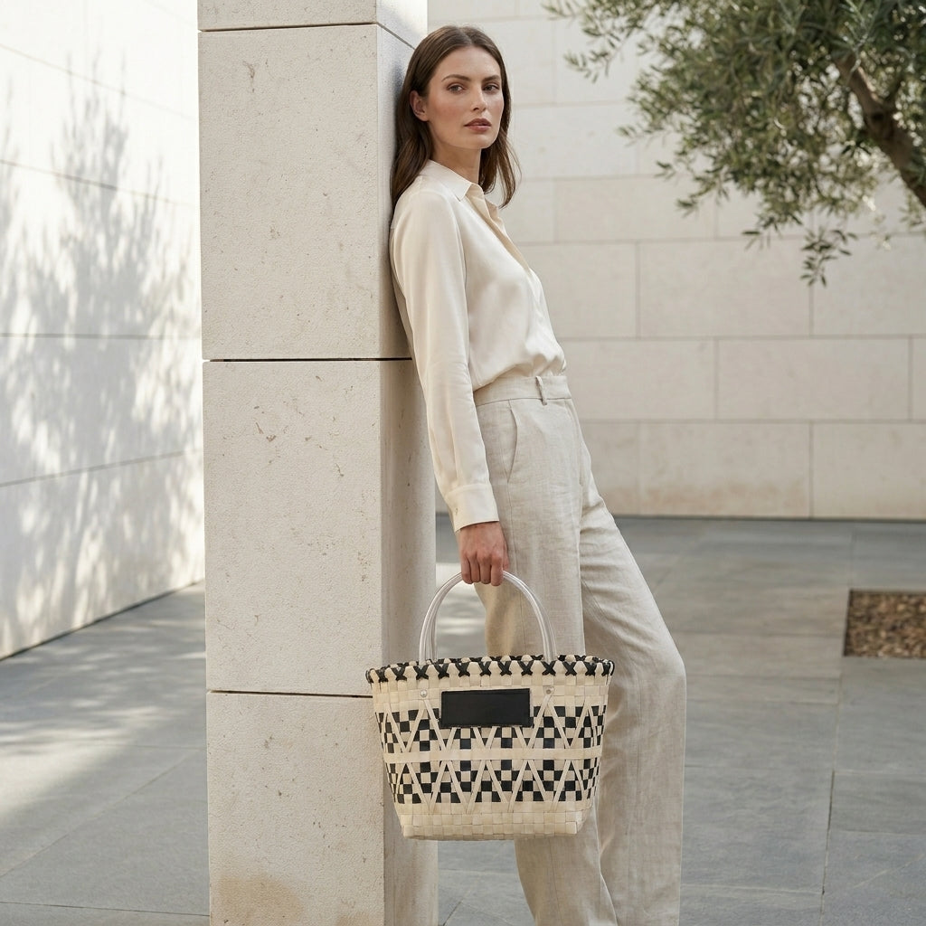 PALOMA™ • Bolso Cesta Natural Tejido Artesanal Chic | Accesorios de Autor