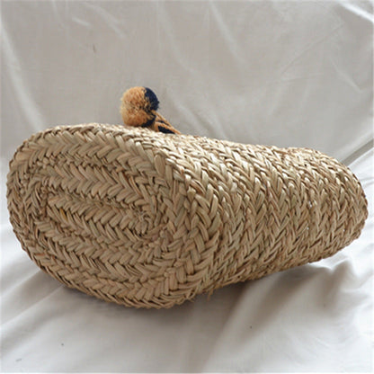 LISABETTA™ • Bolso Playa Rafia Natural Tejida a Mano con Pompones | Accesorios de Autor