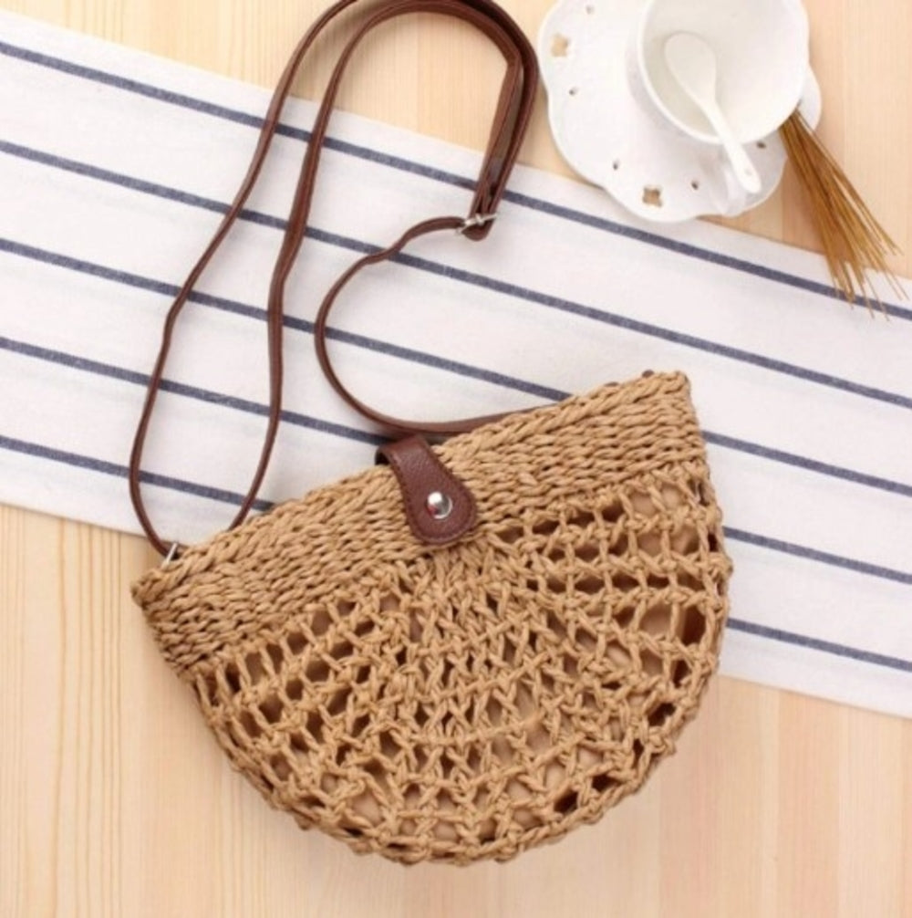 DONATELLA™ • Bolso Crossbody Semicircular Paja Natural | Accesorios de Autor