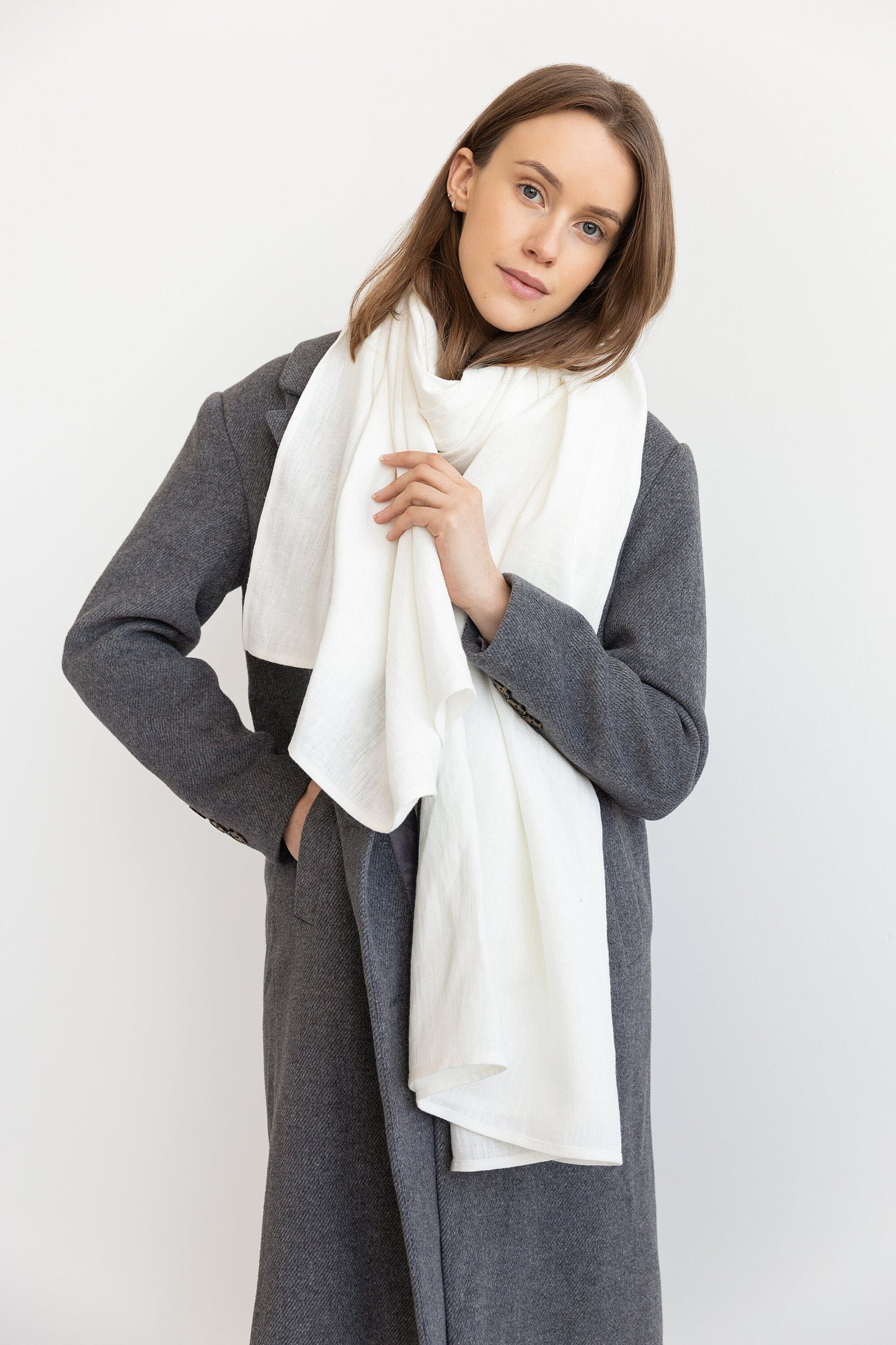LEONILDA™ • Pañuelo de Lino Blanco | Pañuelos y Fulares