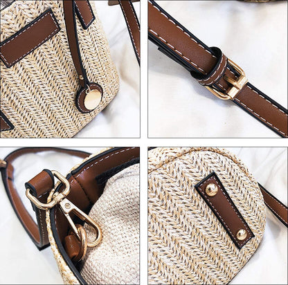 MATILDE™ • Bolso Bucket de Paja con Asa de Piel Vegana | Accesorios de Autor